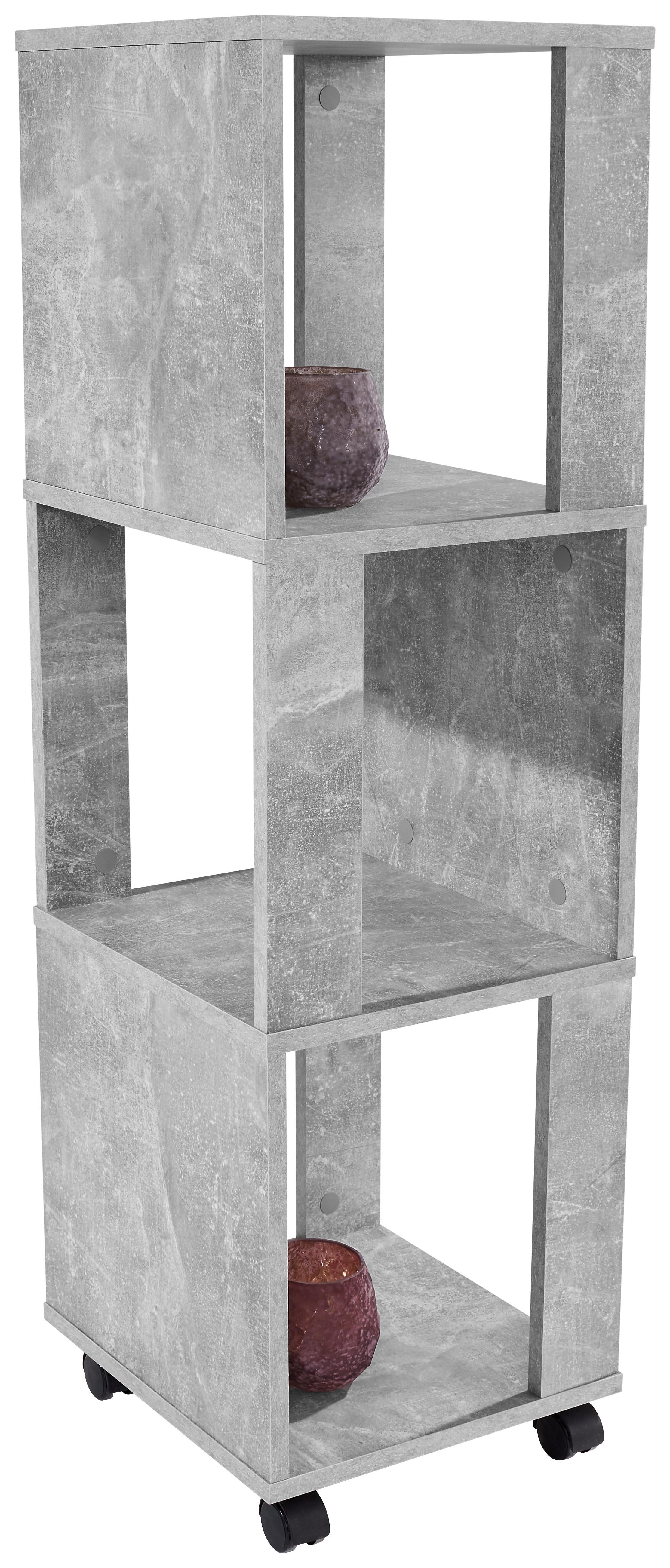 Regal Auf Rollen Rolly B 34cm, Betonoptik - Grau, MODERN, Holzwerkstoff/Kunststoff (34/111/34cm)