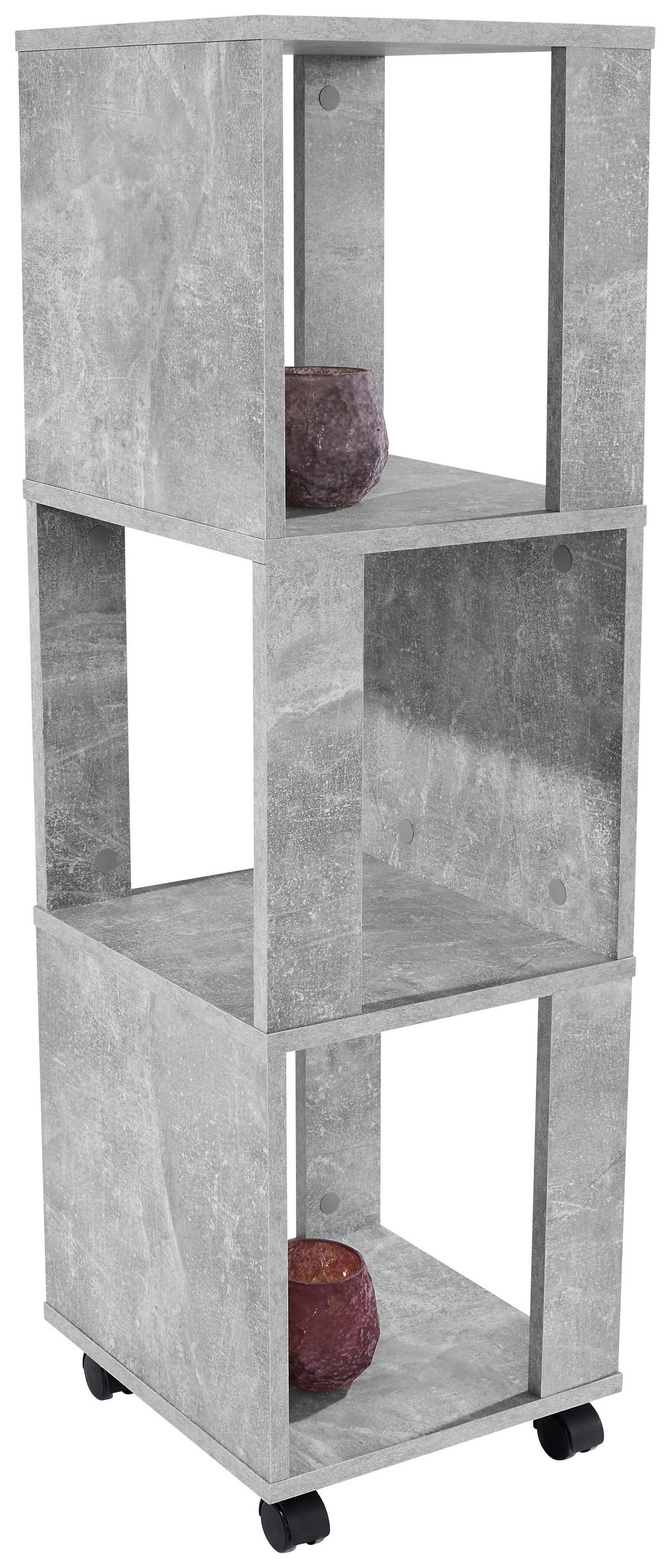 Regal Auf Rollen Rolly B 34cm, Betonoptik - Grau, MODERN, Holzwerkstoff/Kunststoff (34/111/34cm)