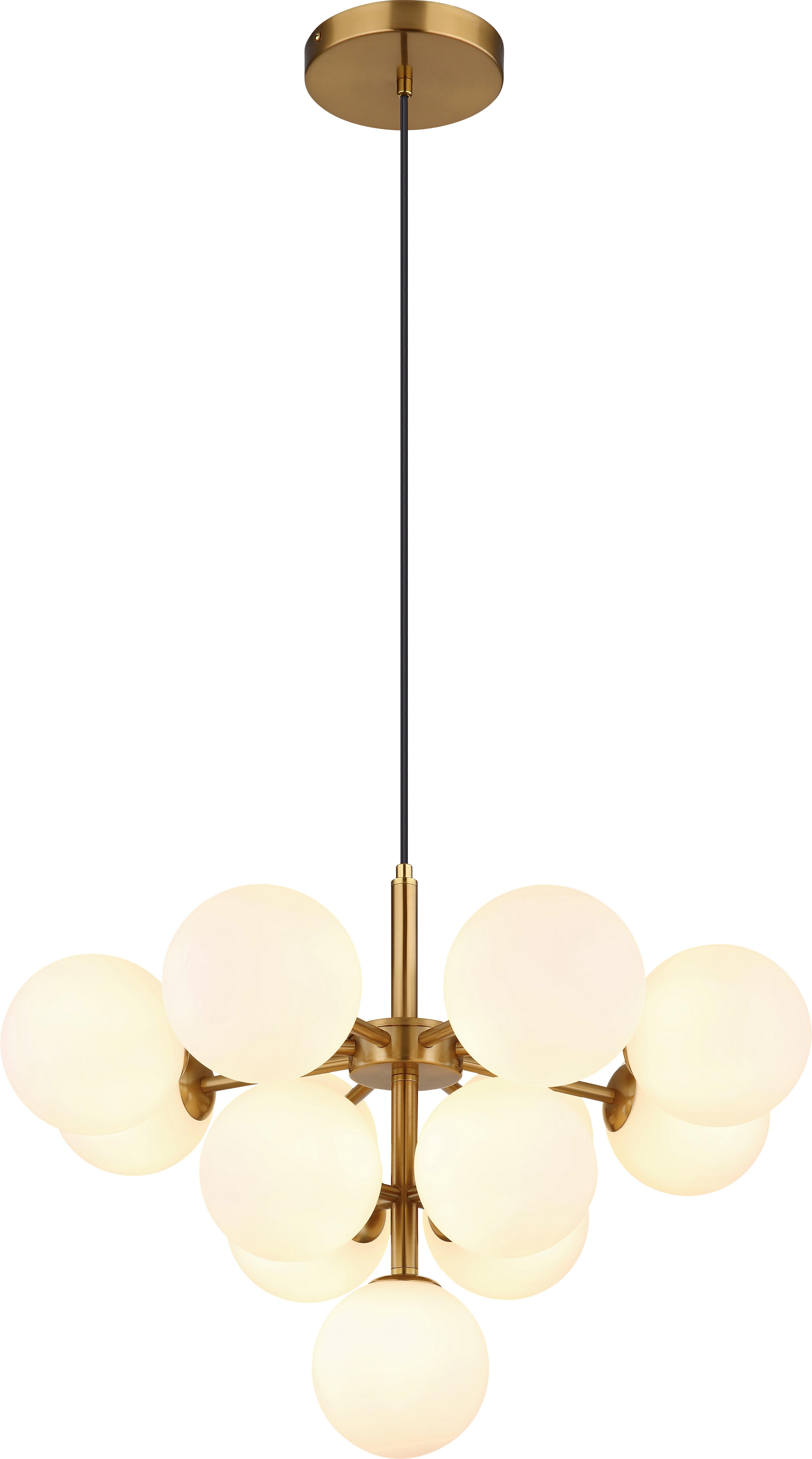 Hängeleuchte Lunah - Goldfarben/Opal, MODERN, Glas/Metall (56/120cm) - Novel
