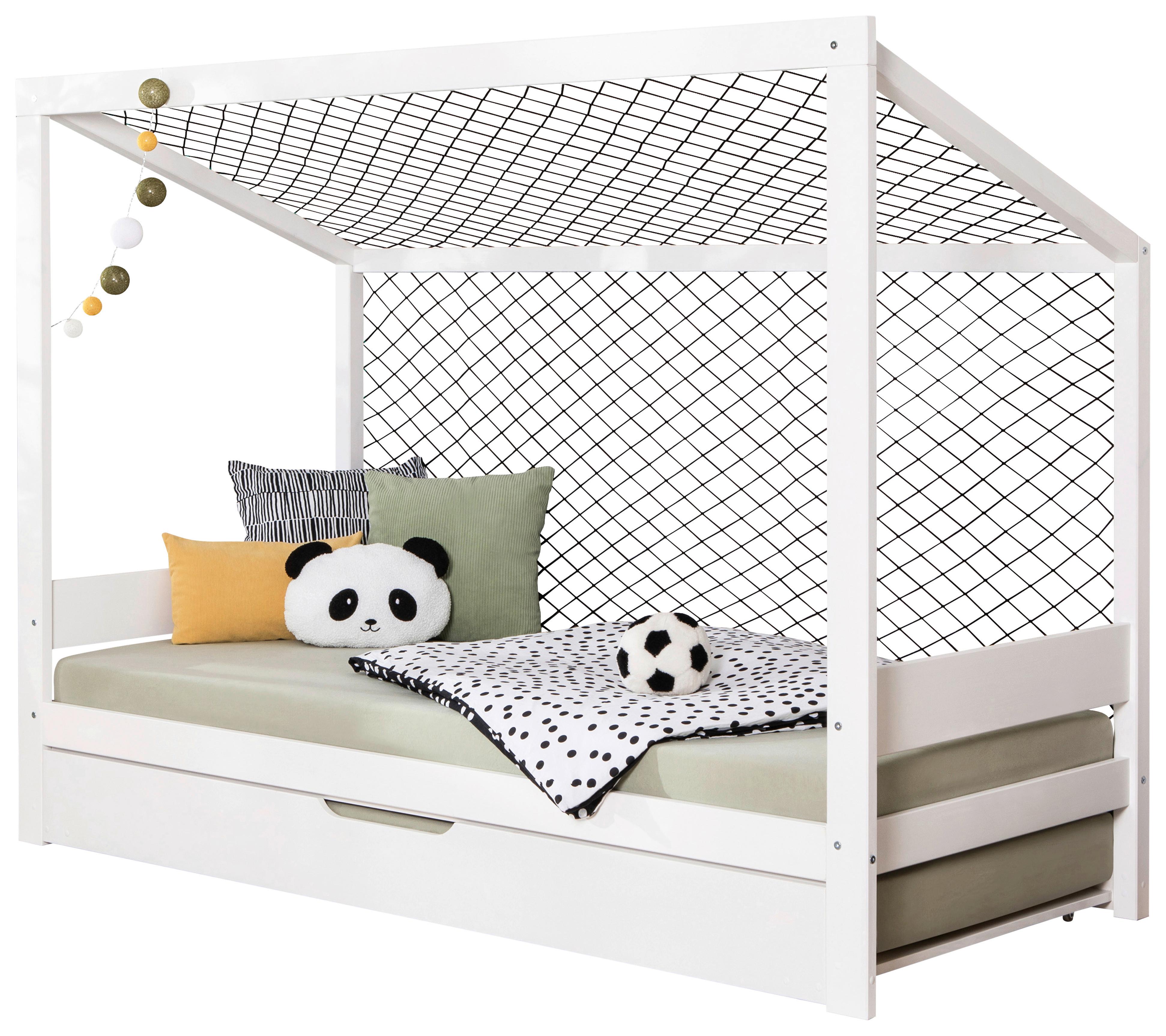 Výsuvná posteľ, 2x rošt+matrac 90x200, biela - biela, Modern, drevo/textil (90/200cm) - Livetastic