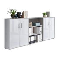 Office Edition B: 253,2 Cm Grau/weiß - Weiß Hochglanz/Grau, MODERN, Holzwerkstoff (253,2/113,6/33cm) - MID.YOU