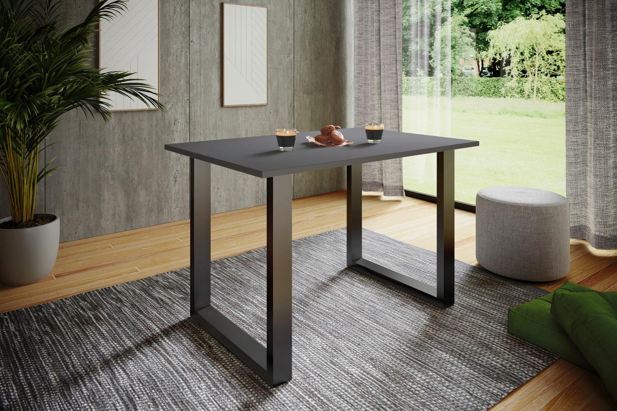 Esstisch Xona Anthrazit/Schwarz - Anthrazit/Schwarz, Design, Holzwerkstoff/Metall (110/50/76cm) - MID.YOU