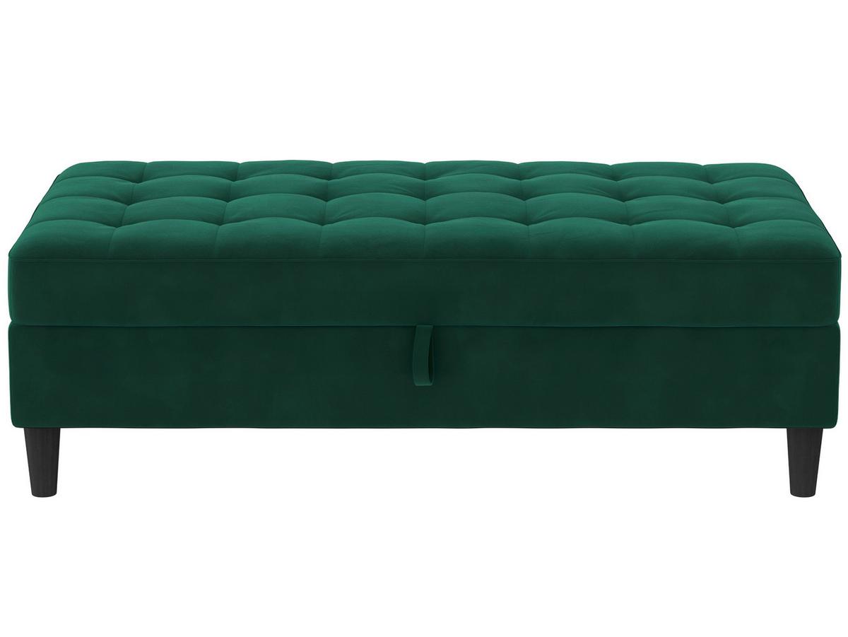 Hocker Palermo Dunkelgrün, mit Stauraum - Dunkelgrün/Schwarz, Basics, Textil (130/43/69cm) - Livetastic