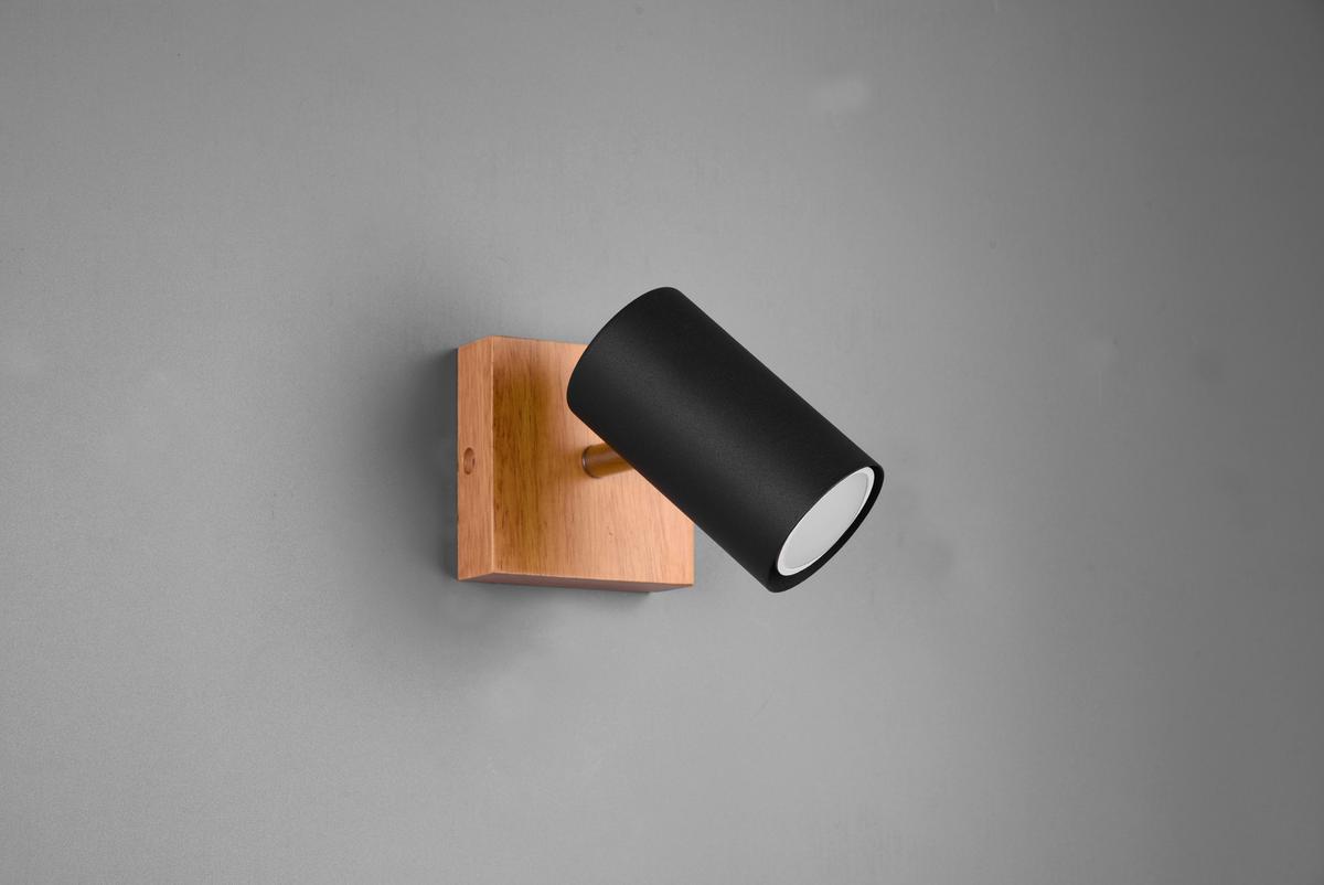 Strahler Spot Marley 1-Flammig verstellbar L: 9 cm - Schwarz, Design, Holz/Metall (9/16/12cm) - Trio Leuchten