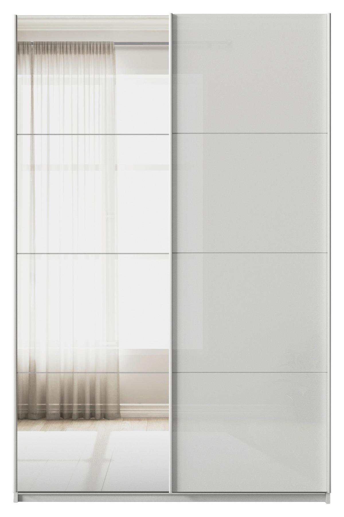 Schwebetürenschrank Mit Spiegel B: 136cm Feldkirch - Grau Hochglanz/Silberfarben, MODERN, Glas/Holzwerkstoff (136/210/62cm)