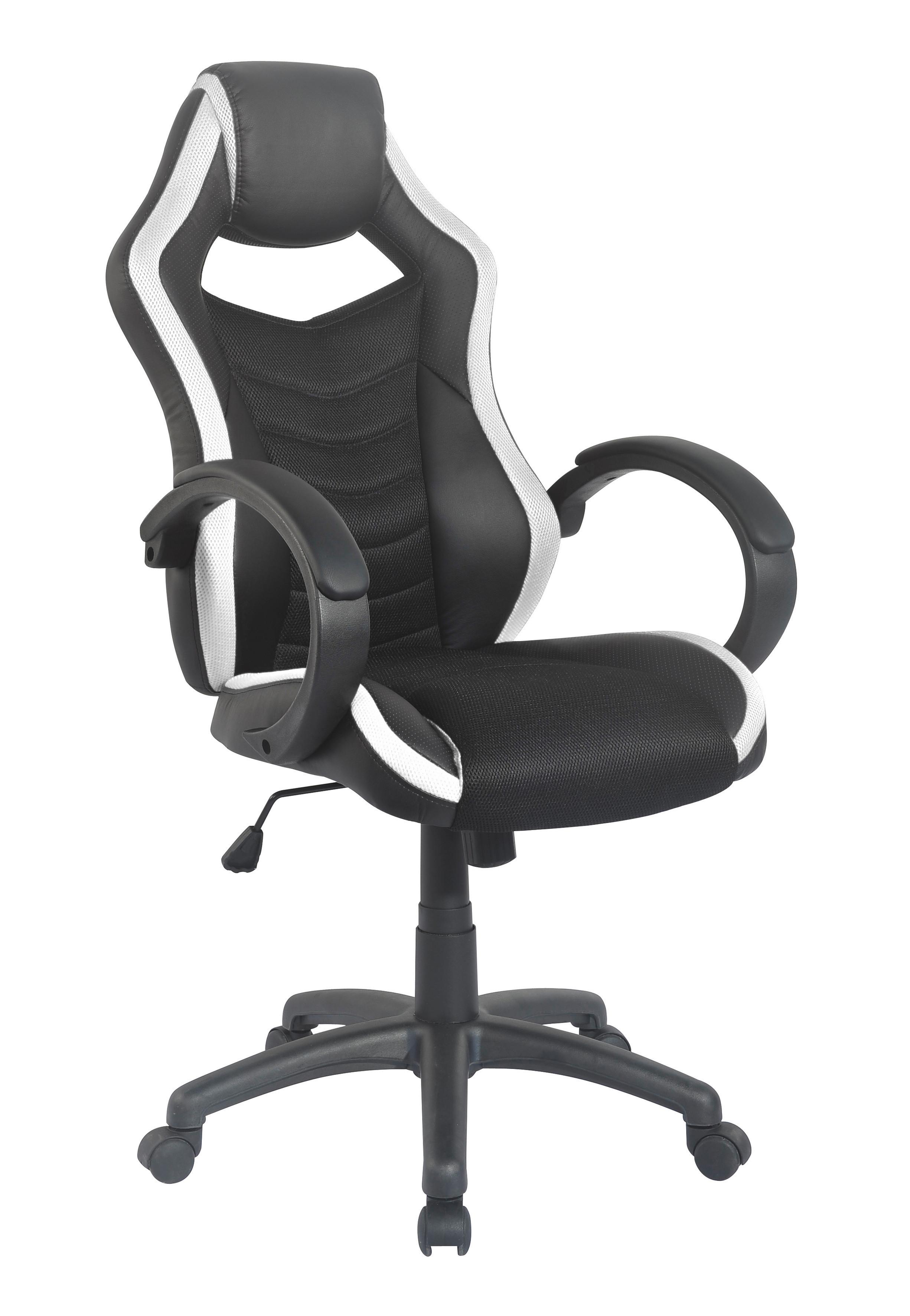 Gaming Stuhl Hornet Mit Armlehnen und Wippmechanik - Schwarz/Weiß, MODERN, Kunststoff/Textil (61/113/69cm) - MID.YOU