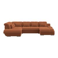 Wohnlandschaft Multi mit Schlaffunktion terracotta - Chromfarben/Dunkelgrau, MODERN, Textil (184/345/228cm) - Luca Bessoni