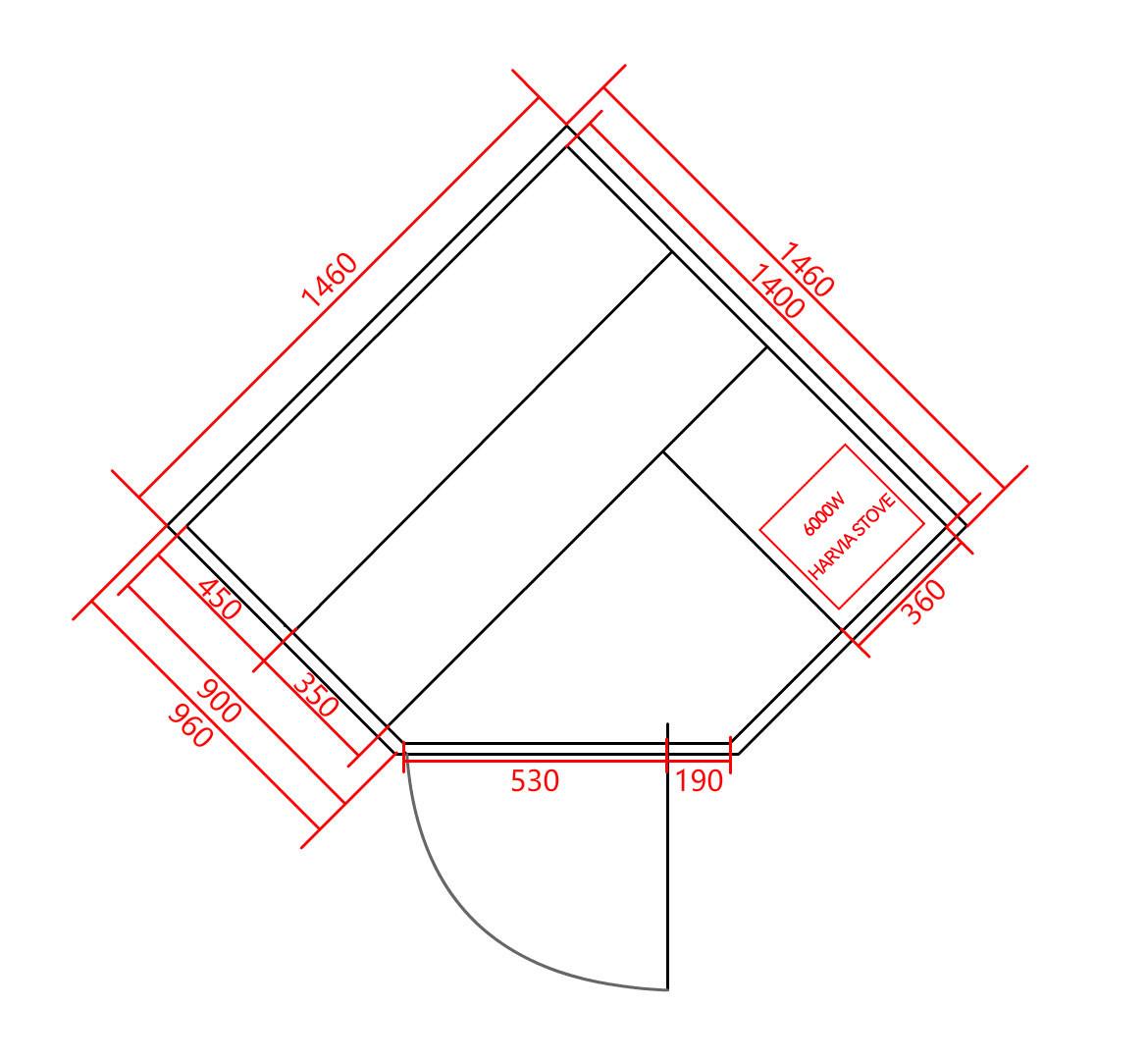 Finnische Sauna Tallinn Int. Steuerung, 6-Kw-Ofen - Basics, Holz (150/200/150cm)