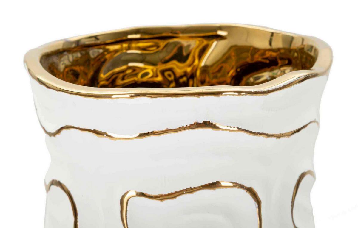 Vase Adore Weiß, Goldfarben B: 16 Cm - Goldfarben/Weiß, Basics, Keramik (16/32.5/16cm)