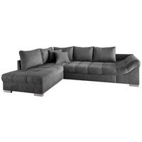 Eckschlafsofa Alvito Dunkelgrau S: 202/298 cm - Dunkelgrau/Silberfarben, Design, Textil (202/298cm) - MID.YOU