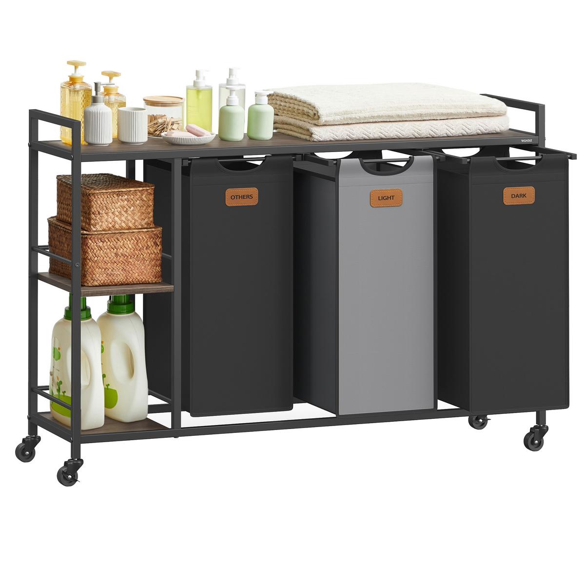 Wäschekorb Luandry Basket - Schwarz/Braun, MODERN, Holzwerkstoff/Metall (117/80,5/33cm) - MID.YOU