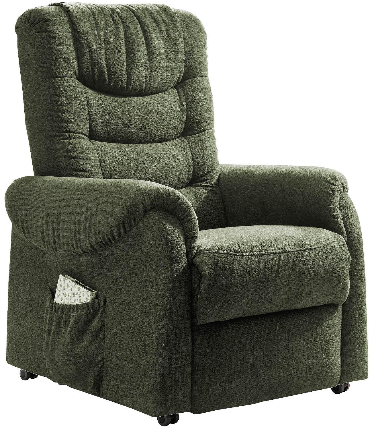 Fernsehsessel Nino Dunkelgrün B: 76 cm - Dunkelgrün/Schwarz, Design, Textil (76/106/94cm) - Livetastic