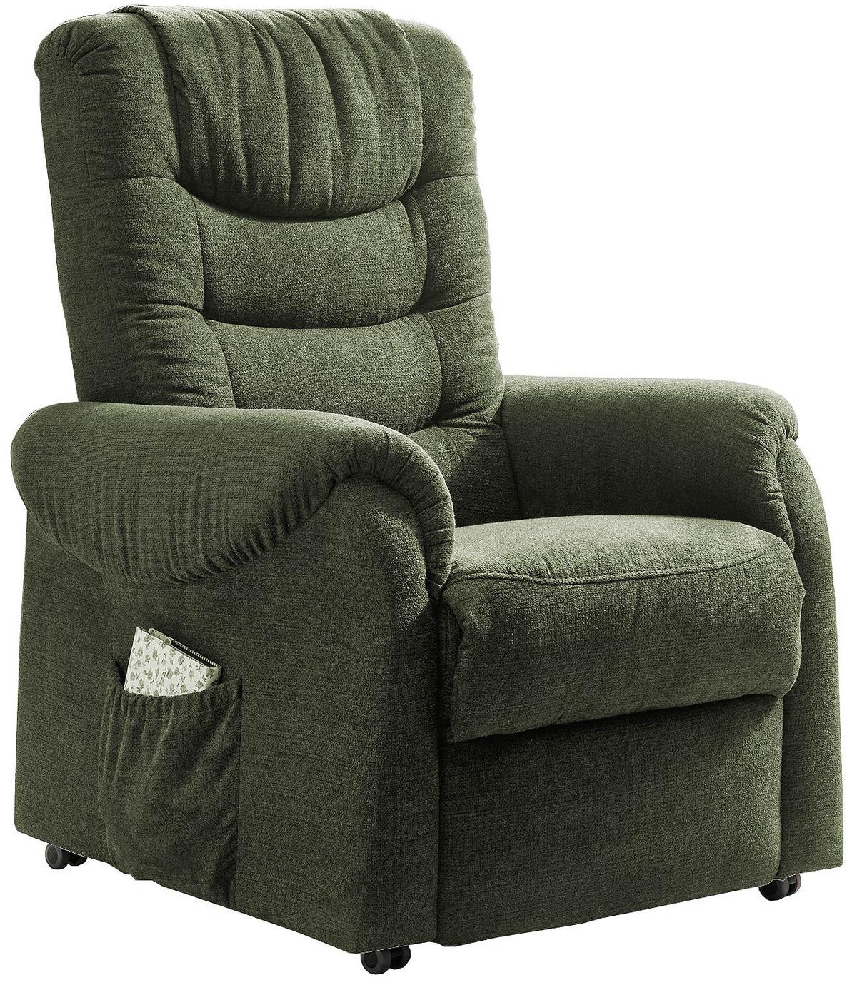 Fernsehsessel Nino Dunkelgrün B: 76 cm - Dunkelgrün/Schwarz, Design, Textil (76/106/94cm) - Livetastic