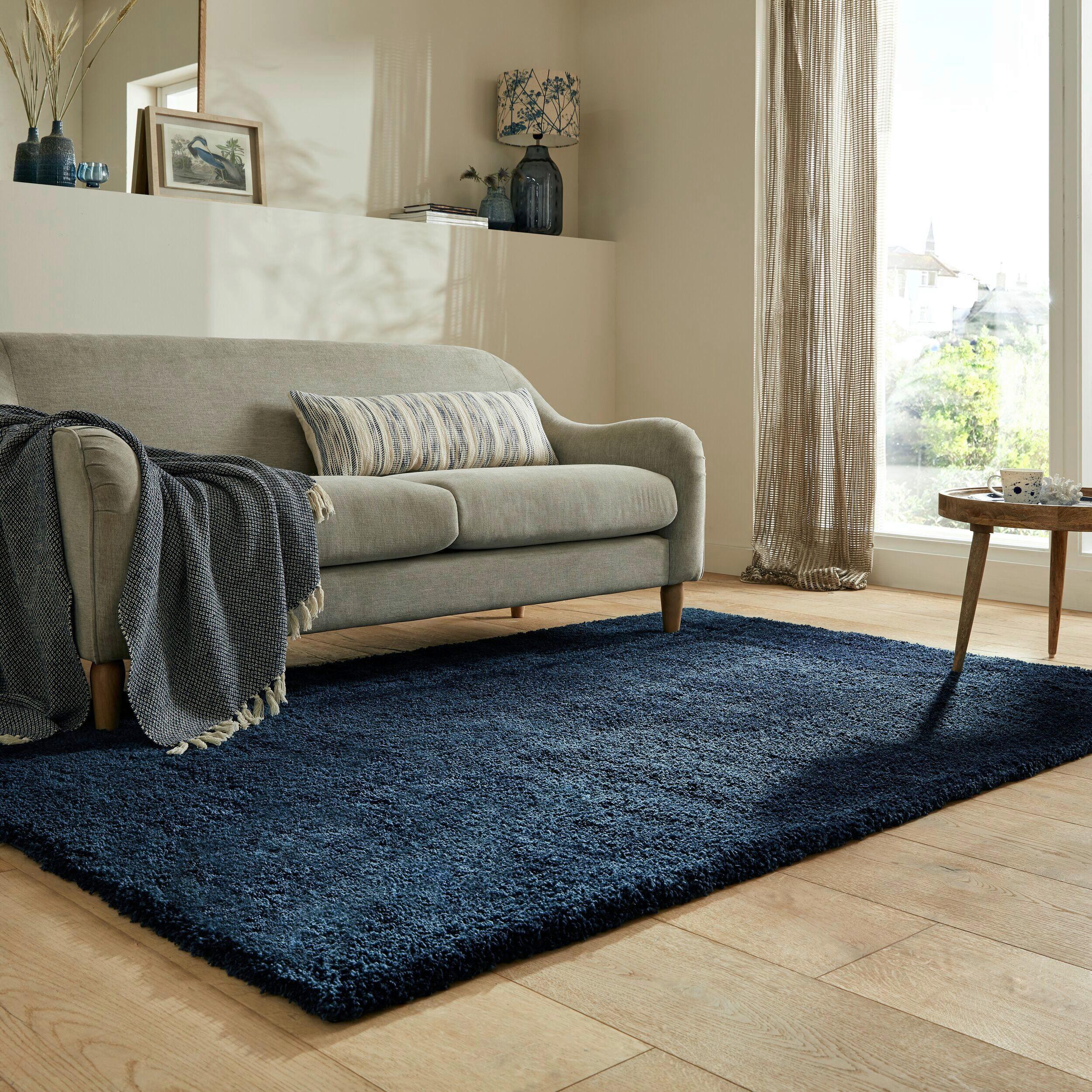 Shaggy Feather Soft Dunkelblau160x230 - Blau/Dunkelblau, Basics, Textil (160/230cm)