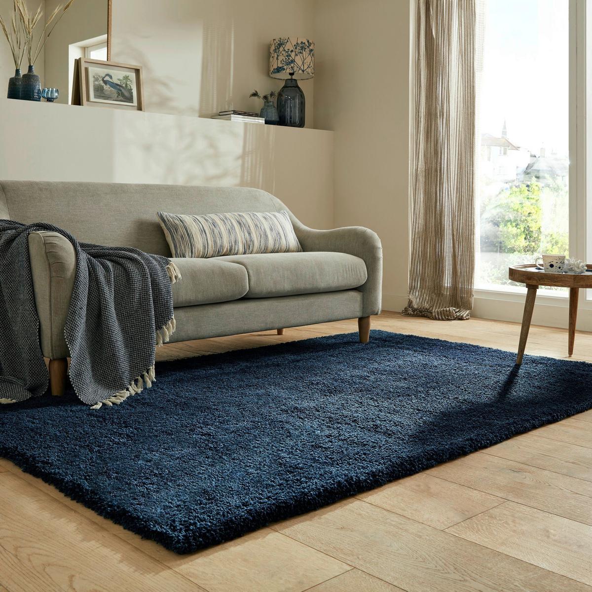 Shaggy Soft Feather Dunkelblau120x170 - Blau/Dunkelblau, Basics, Textil (120/170cm)