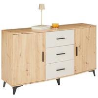 Kommode Ivona Eiche Artisan B: 160 Cm - Kaschmir/Schwarz, Trend, Holzwerkstoff (160/90/45cm)