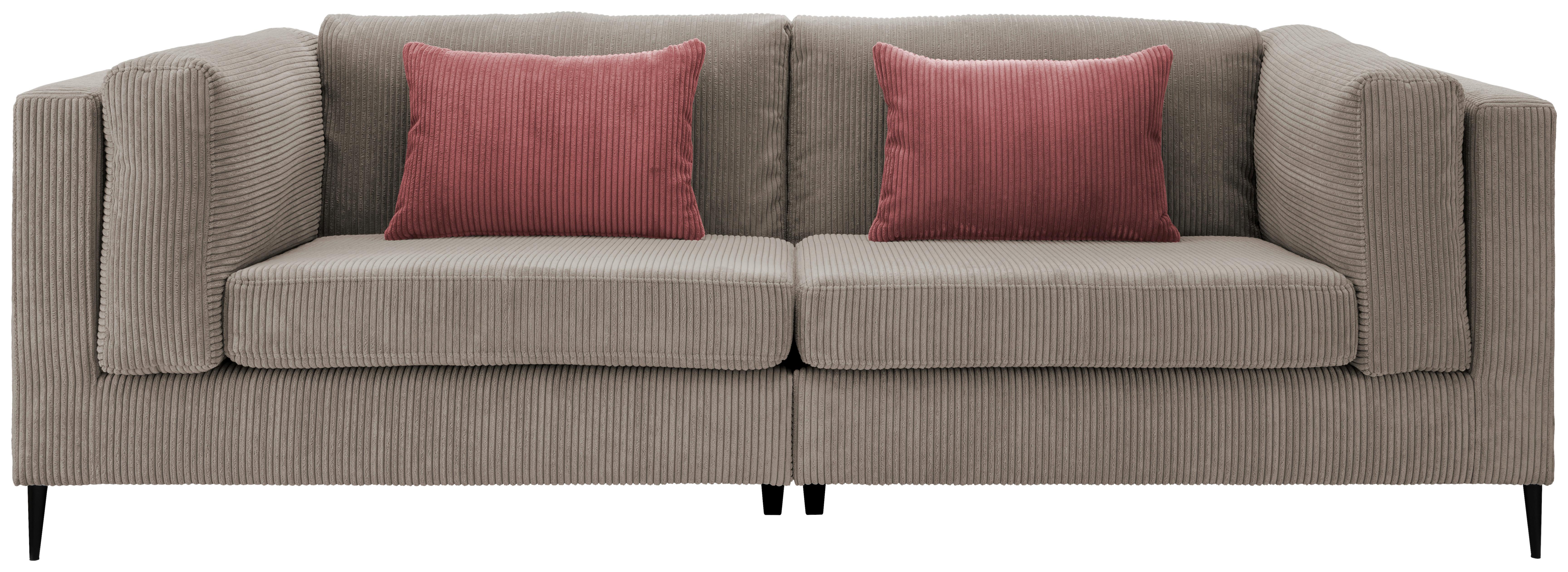 3-Sitzer-Sofa Roma Braun/Grau Kord - Koralle/Schwarz, Design, Textil (250/82/112cm) - Livetastic