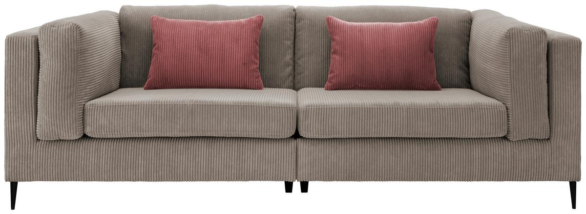 3-sitzer-sofa Roma Braun/grau Kord - Koralle/Schwarz, Design, Textil (250/82/112cm) - Livetastic