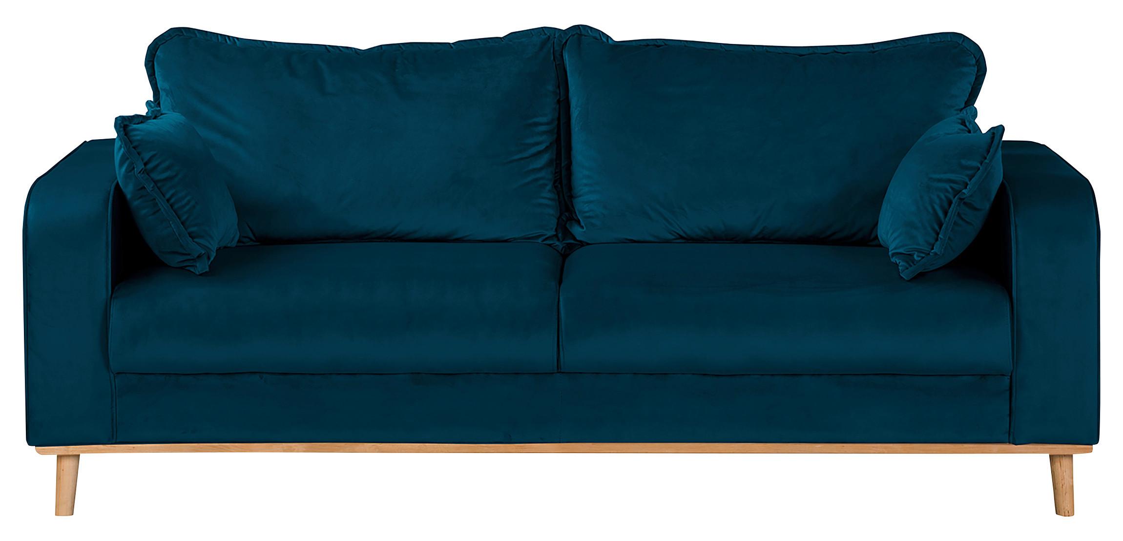 3-sitzer-sofa Beata Blau B: 193 Cm - Wengefarben/Blau, Design, Textil (193/86/87cm) - Livetastic