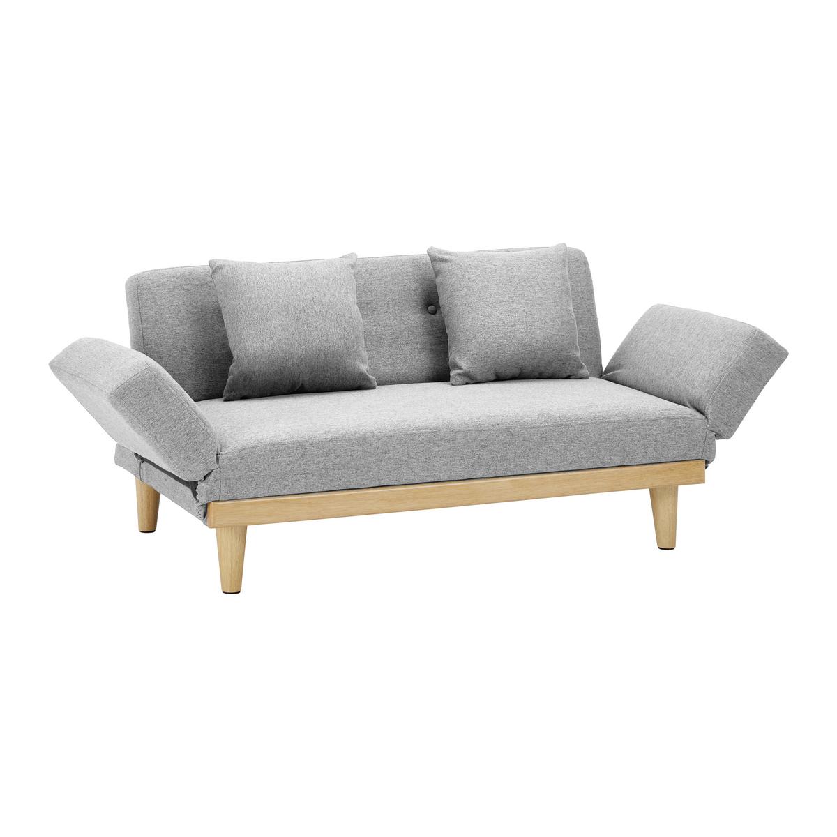 Rozkládací pohovka vhodná pro děti - Jola světlešedá - světle šedá/přírodní barvy, Moderní, dřevo/textil (131/64/73cm) - Bessagi Home