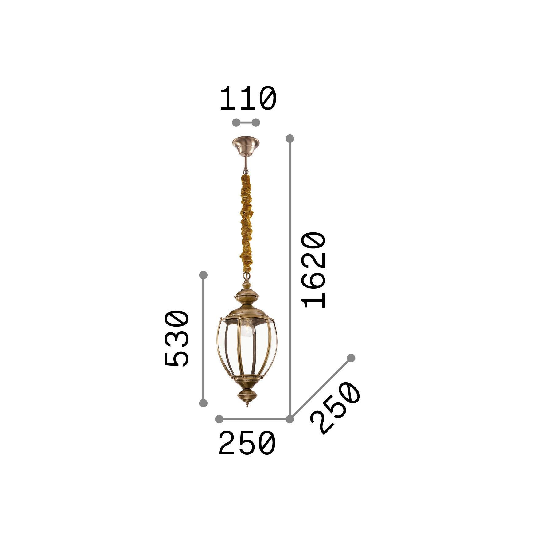 Hängeleuchte Brunito Braun D: 25 Cm - Braun, KONVENTIONELL, Glas/Metall (25/78/162cm) - Ideal Lux