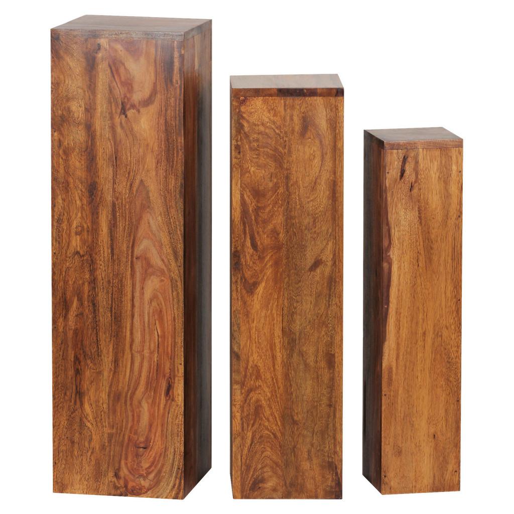 Dekosäulen 3er-Set Holz massiv Sheesham