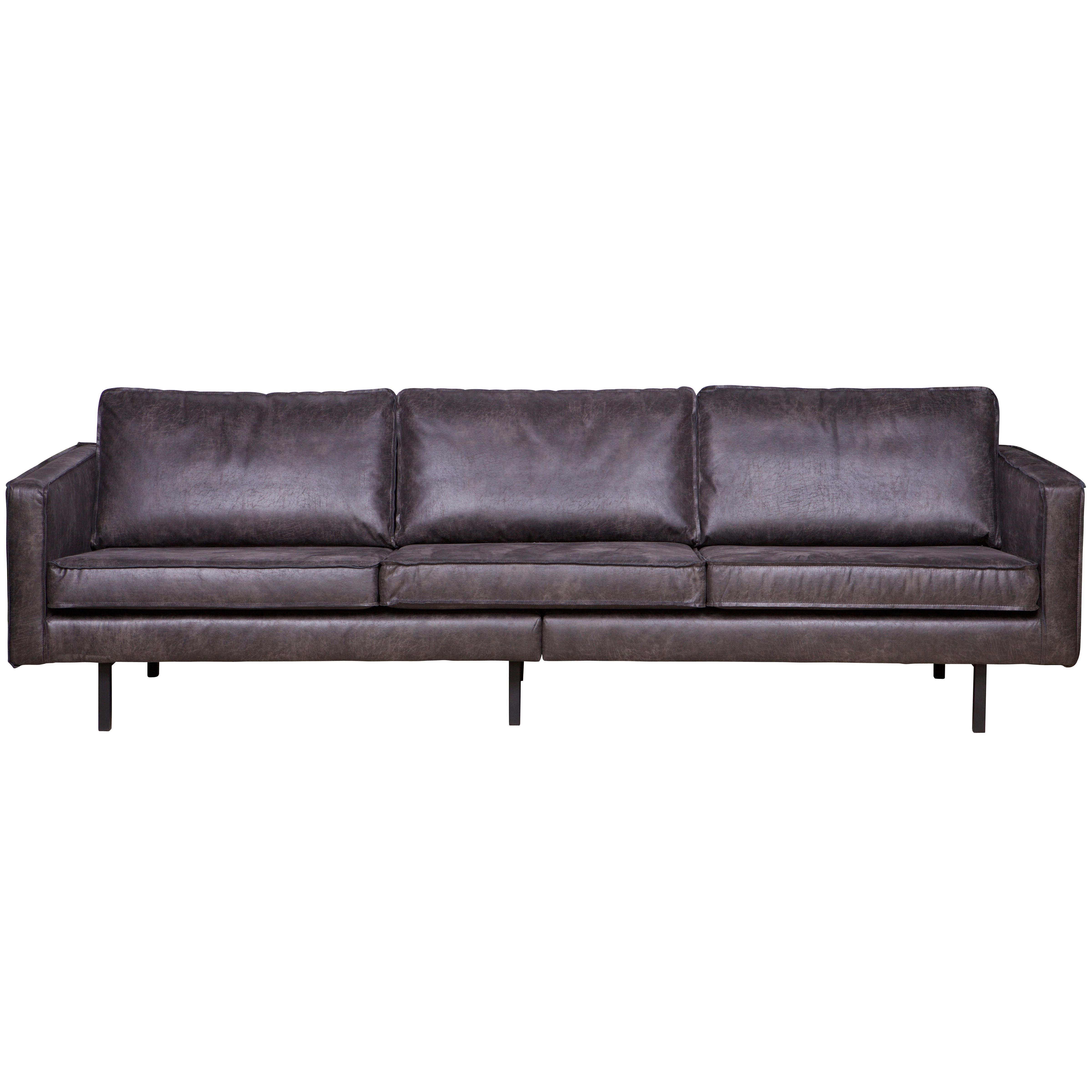 3-sitzer-sofa Rodeo Schwarz B: 277cm - Schwarz, Design, Leder/Metall (277/85/86cm) - Livetastic