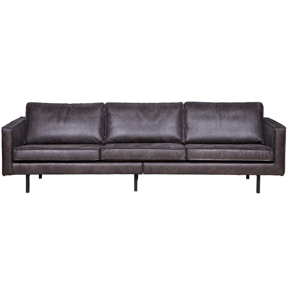 3-sitzer-sofa Rodeo Schwarz B: 277cm - Schwarz, Design, Leder/Metall (277/85/86cm) - Livetastic