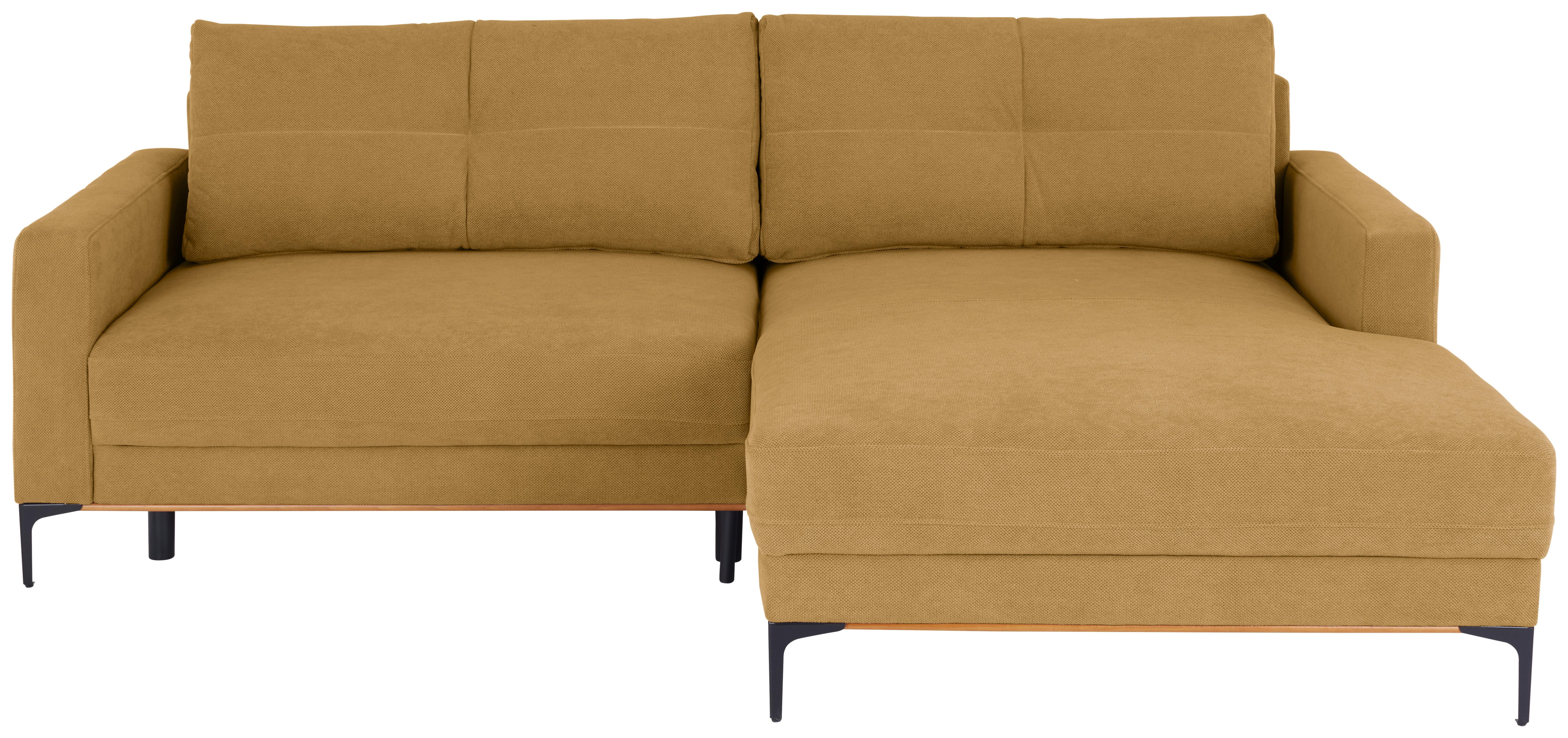 Ecksofa Bergamo - Gelb/Schwarz, MODERN, Textil (238/162cm) - Ondega