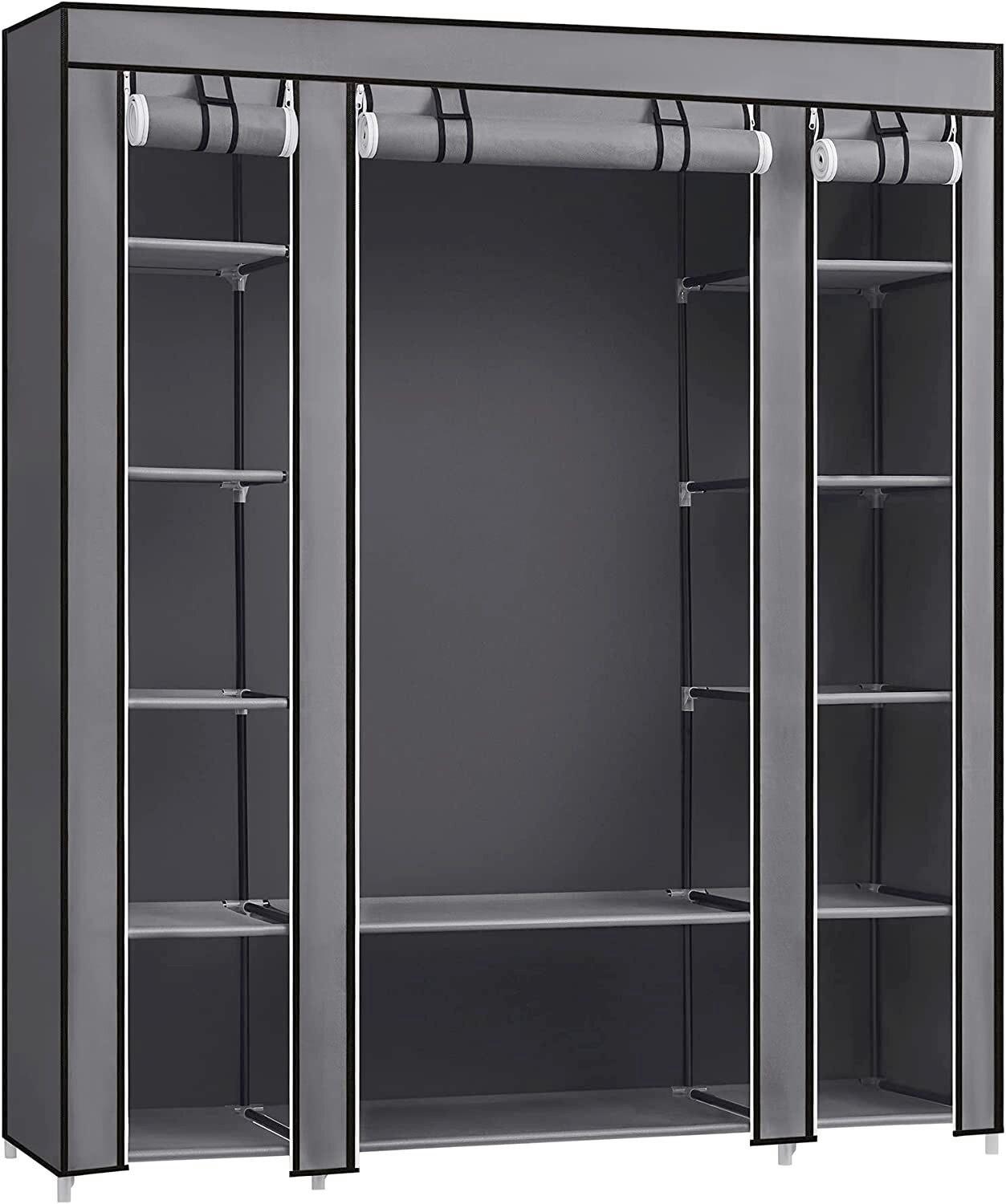 Stoffschrank B: 150 cm Schwarz - Grau, Trend, Kunststoff/Textil (150/175/45cm) - Boxxx