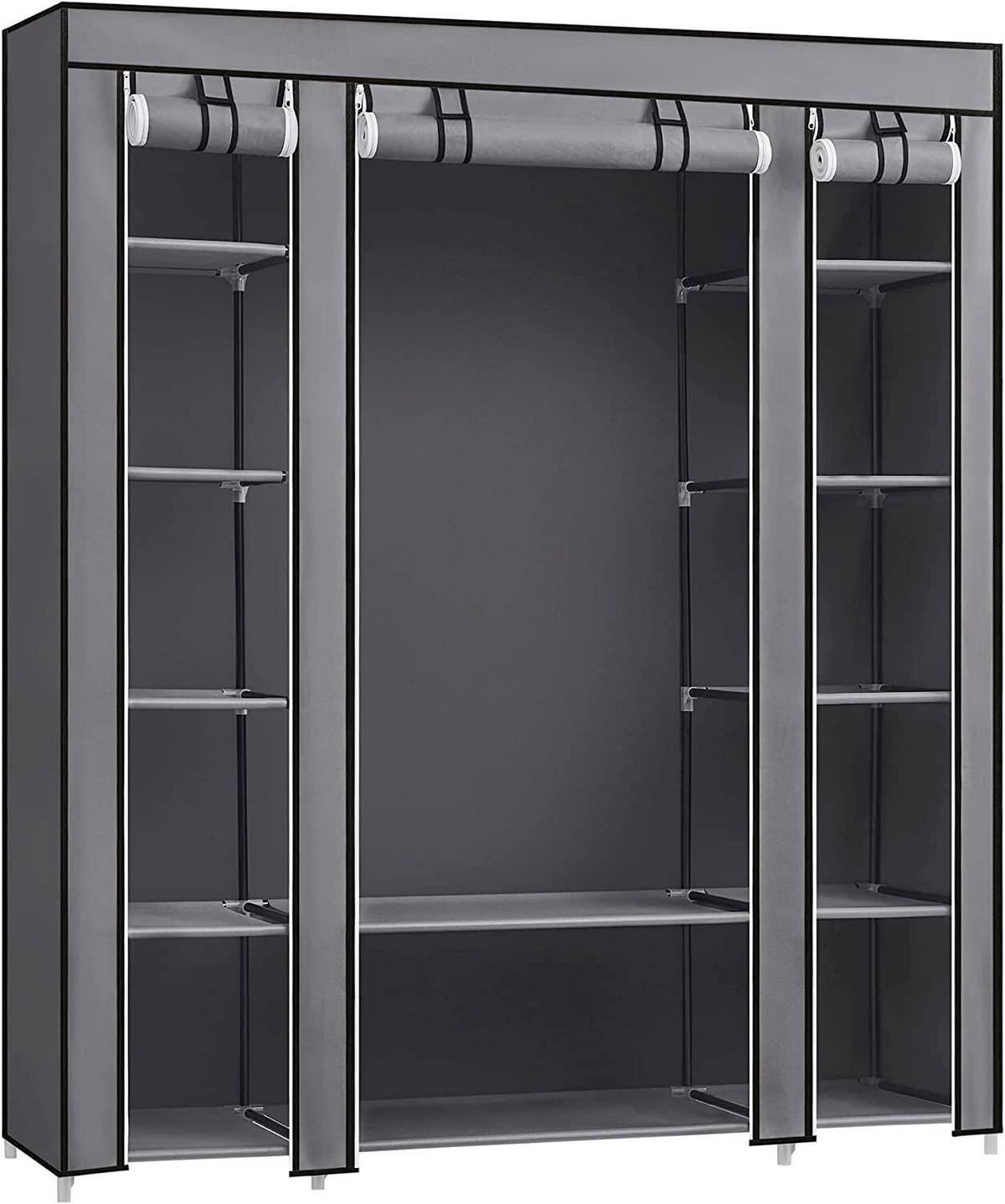 Stoffschrank B: 150 Cm Schwarz - Grau, Trend, Kunststoff/Textil (150/175/45cm) - Boxxx