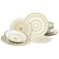 Jedálenský servis 12-dielna sada, biela/zlatá - biela/zlatá, keramika (31,5/31,5/37cm) - Creatable