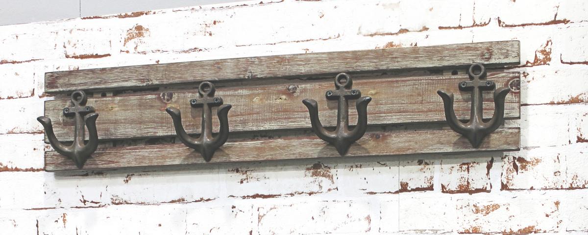 Nástenný vešiak SAILER 4 - hnedá, Romantik / Landhaus, drevo (66/14/7cm) - Mömax