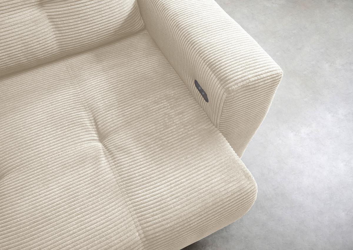 Ecksofa Mit Liegefunktion Restato Beige Cord - Beige/Schwarz, MODERN, Holz/Textil (177/246cm) - MID.YOU