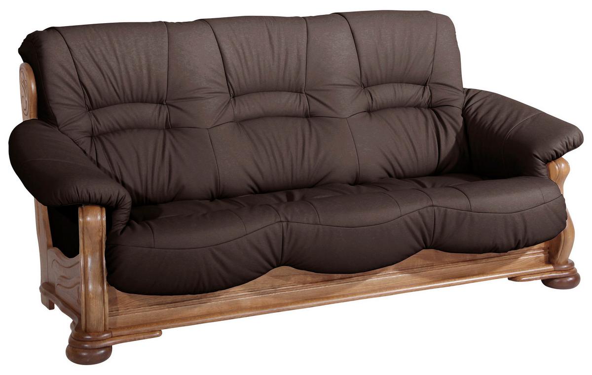 3-sitzer-sofa Tennessee Braun Echtleder - Eichefarben/Braun, LIFESTYLE, Leder/Holz (205/95/95cm) - Max Winzer
