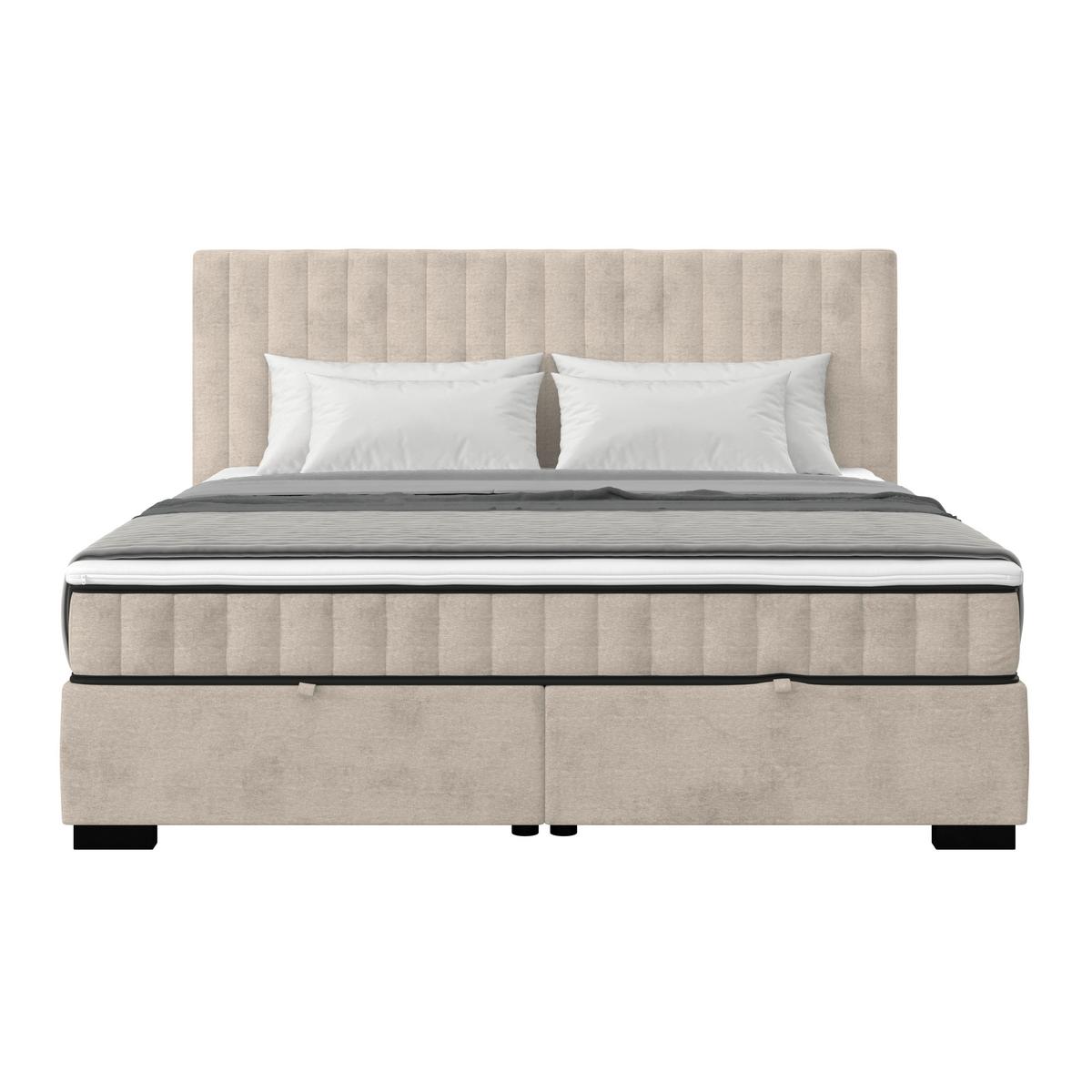 Boxbett Maya 200 - Sandfarben/Schwarz, MODERN, Holz/Holzwerkstoff (200/200cm)