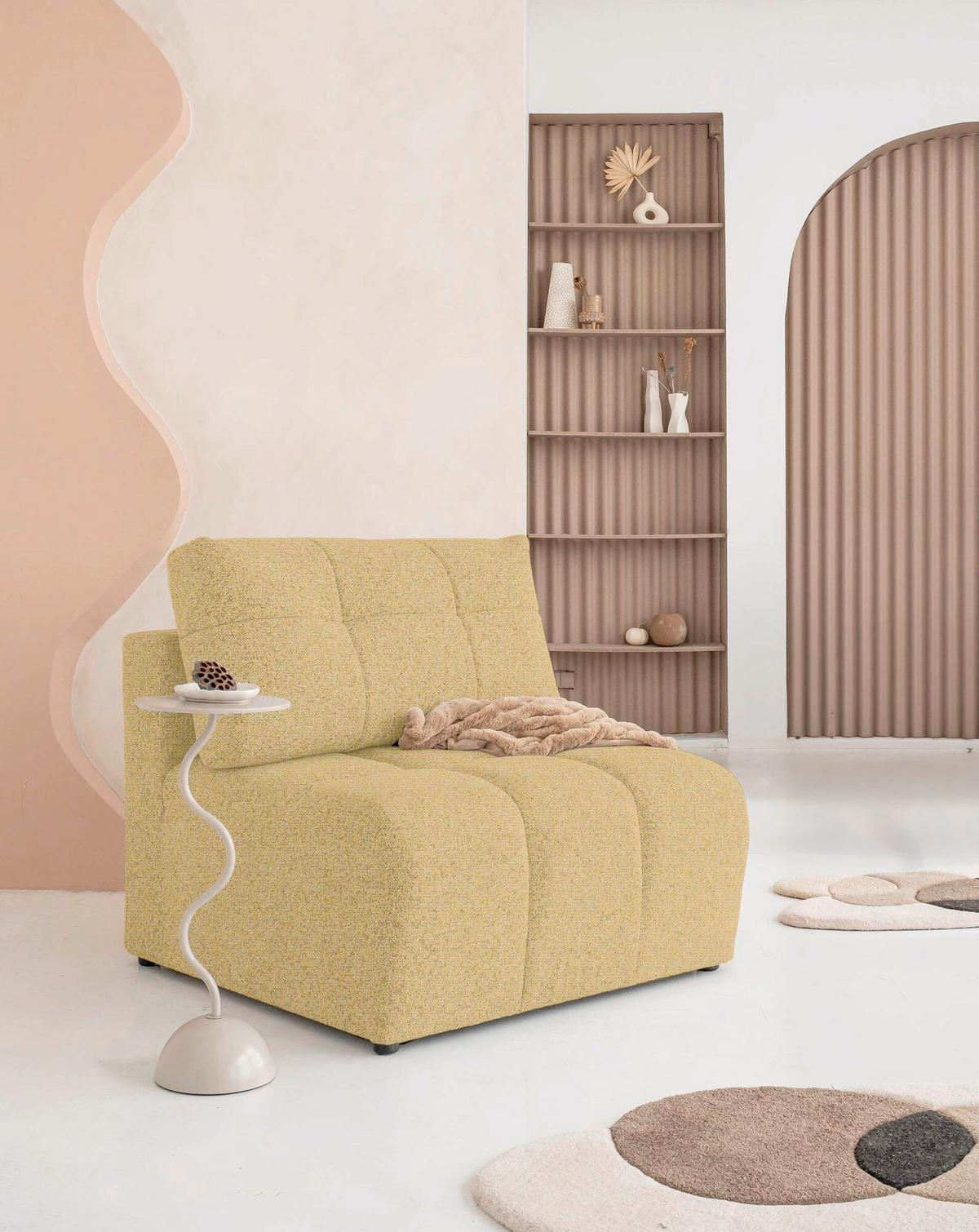 Sofaelement Lulu Gelb B: 96cm - Gelb/Schwarz, Design, Textil (96/94/96cm) - MID.YOU