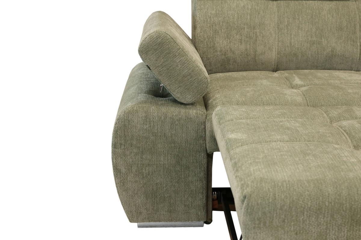 Rohová sedačka VEGAS, pravá, šalviovozelená ženilka - strieborná/šalviovozelená, Design, drevo/textil (294/173cm)