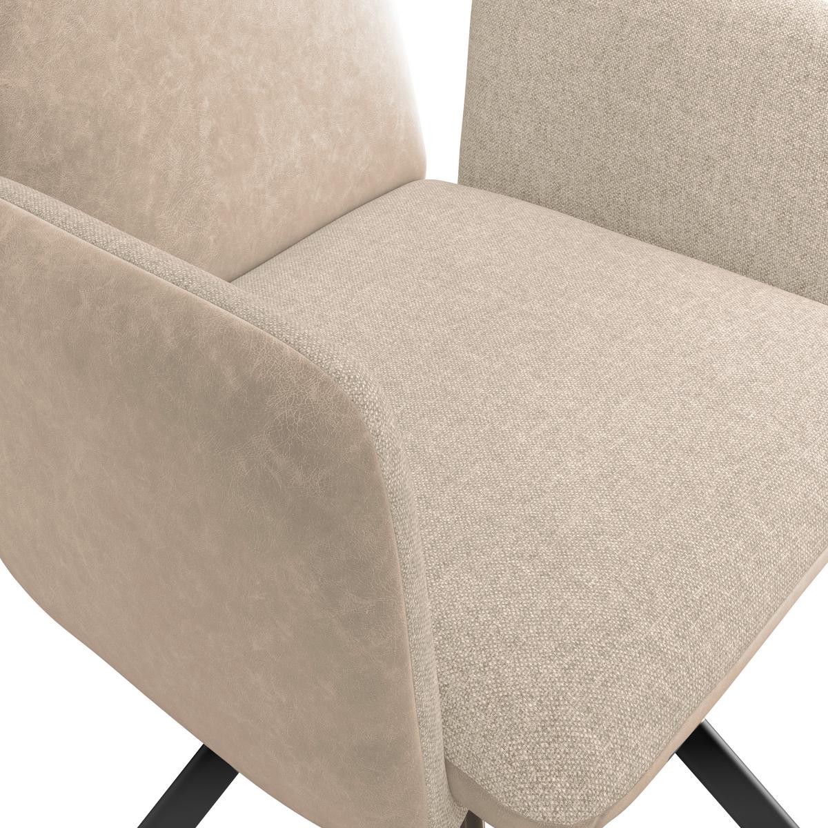 Armlehnstuhl Kian Webstoff creme, B: 65 cm - Creme/Schwarz, Trend, Textil/Metall (65/88/63cm)