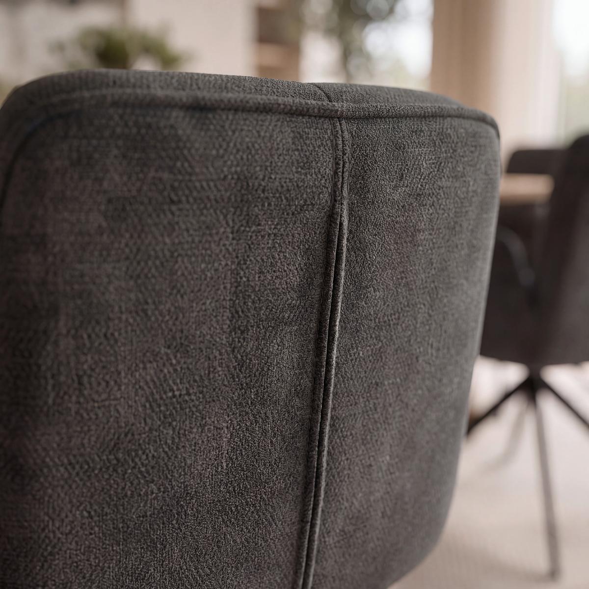 Židle s područkami Nalani, látkový potah, otočné, - tmavě šedá, Moderní, kov/textil (58/86/62cm) - Bessagi Home