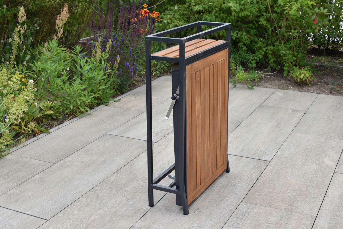 Gartentischgruppe 3tlg. Set - Graphitfarben/Naturfarben, KONVENTIONELL, Holz/Textil - Gardenson