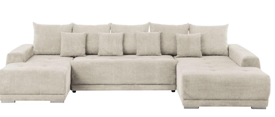 Wohnlandschaft Madeleine Beige U: 180x350x203cm - Beige/Silberfarben, Design, Textil (180/350/203cm) - MID.YOU