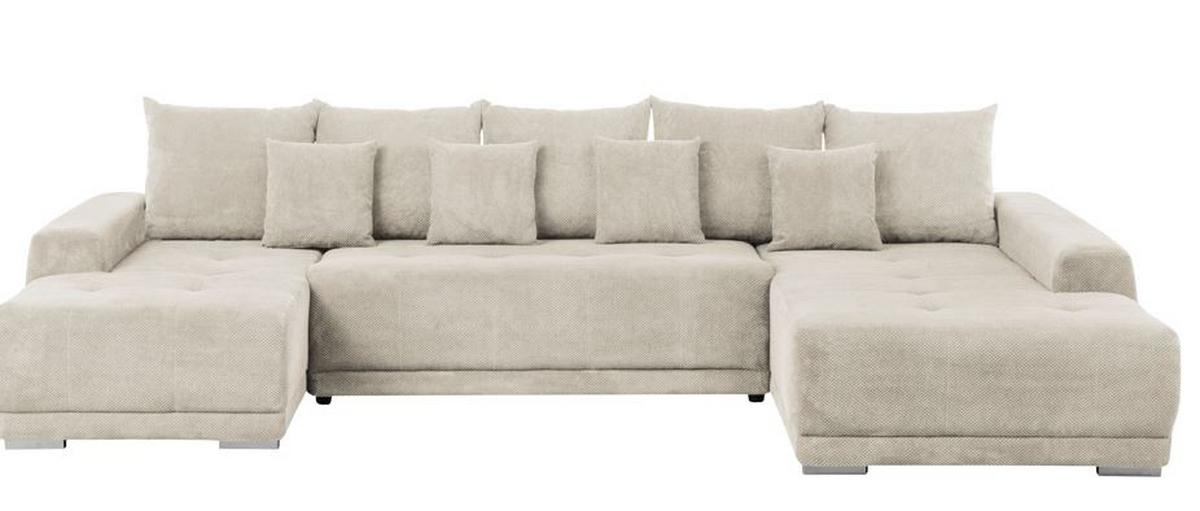 Wohnlandschaft Madeleine Beige U: 180x350x203cm - Beige/Silberfarben, Design, Textil (180/350/203cm) - MID.YOU