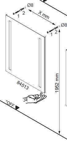 Wandspiegel Linear Rechteckig 60x75 cm ohne Rahmen mit Led - Basics, Glas (60/75/2cm) - MID.YOU