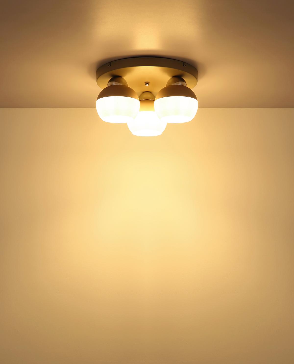 Deckenleuchte Exkl. 3xe27, 60w - Sandfarben/Opal, Design, Glas/Metall (31/15cm) - Globo