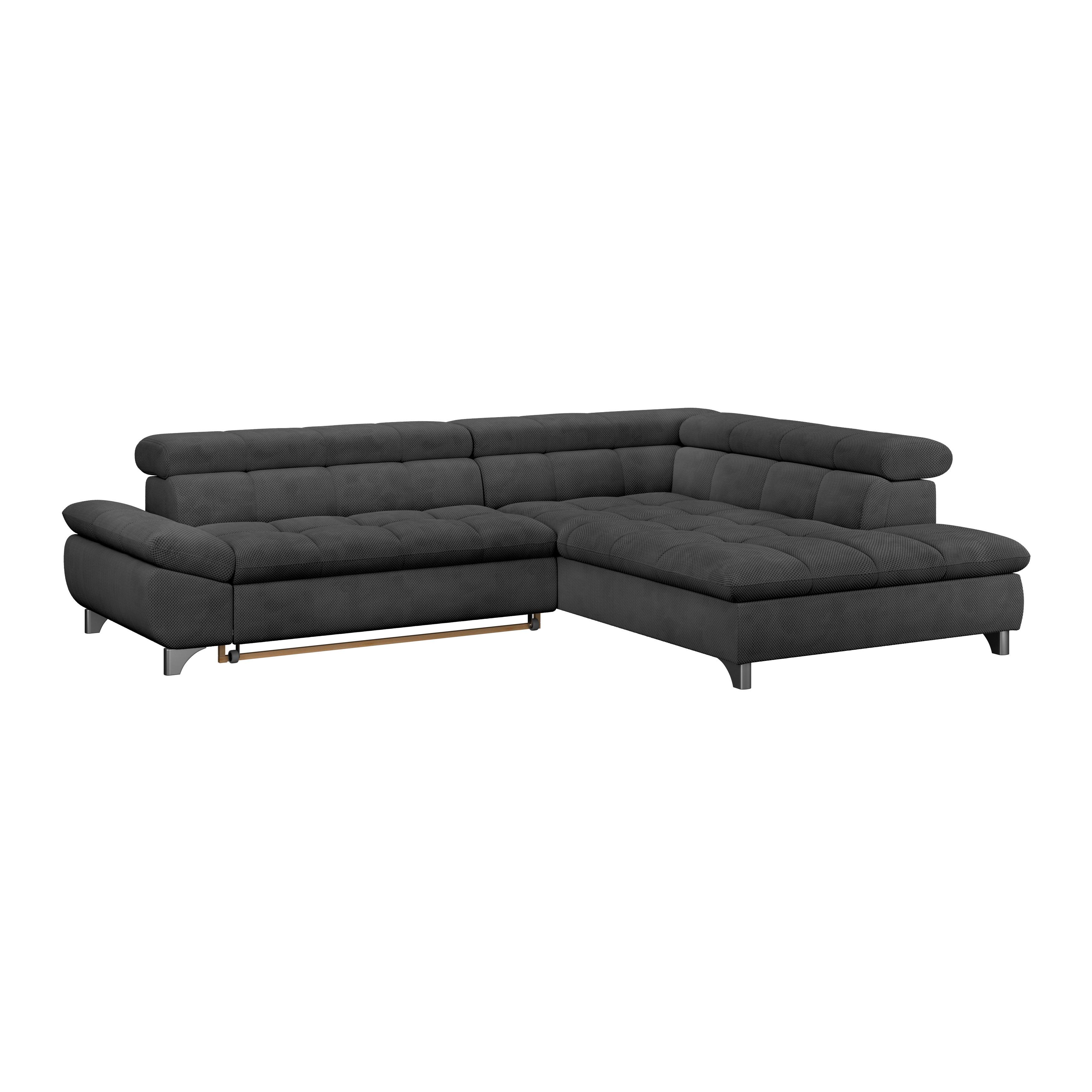 Ecksofa Gemini Schwarz, B: 312cm - Chromfarben/Anthrazit, KONVENTIONELL, Textil (312/234cm)