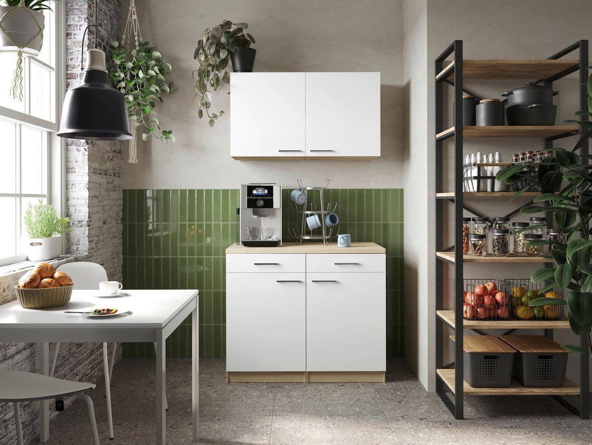 Buffet Merle Weiß/eiche Dekor B:100cm - Eichefarben/Weiß, Basics, Holzwerkstoff (100/200/60cm) - Respekta