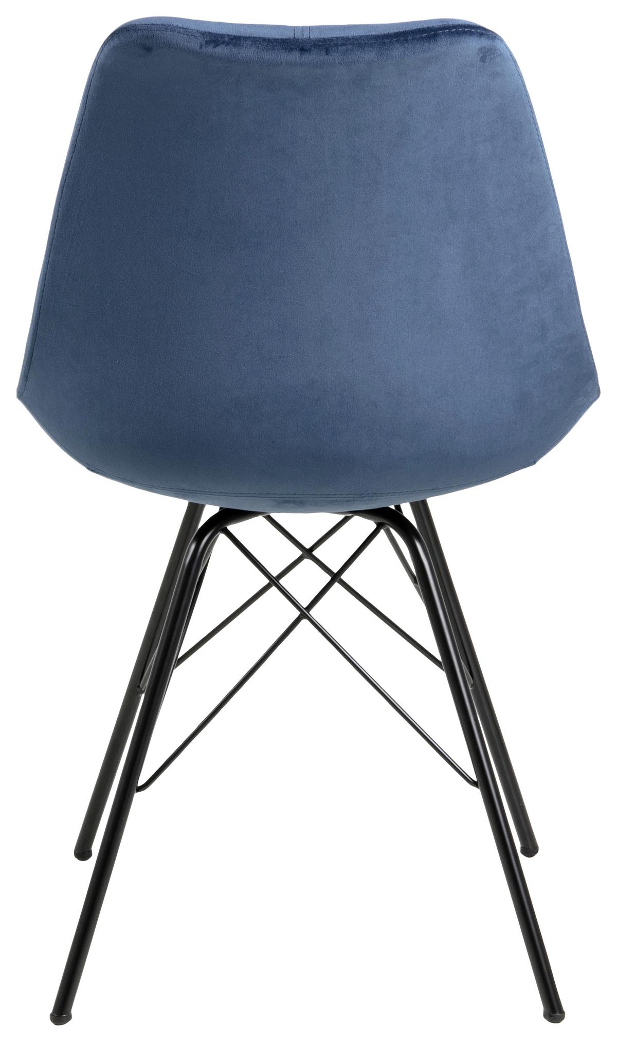 Jídelní židle ERIS samet - černá/tmavě modrá, Trend, kov/textil (48,5/85,5/54cm) - Carryhome
