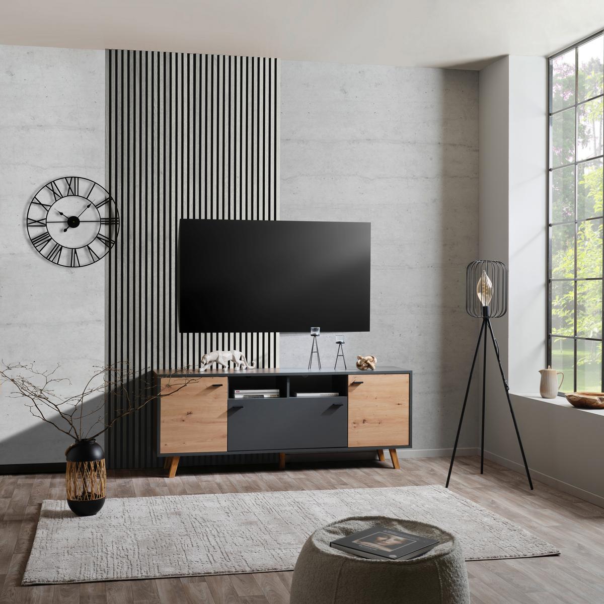 Akustikpaneel Josef - Eichefarben/Weiß, MODERN, Holzwerkstoff/Kunststoff (90/60/2cm)