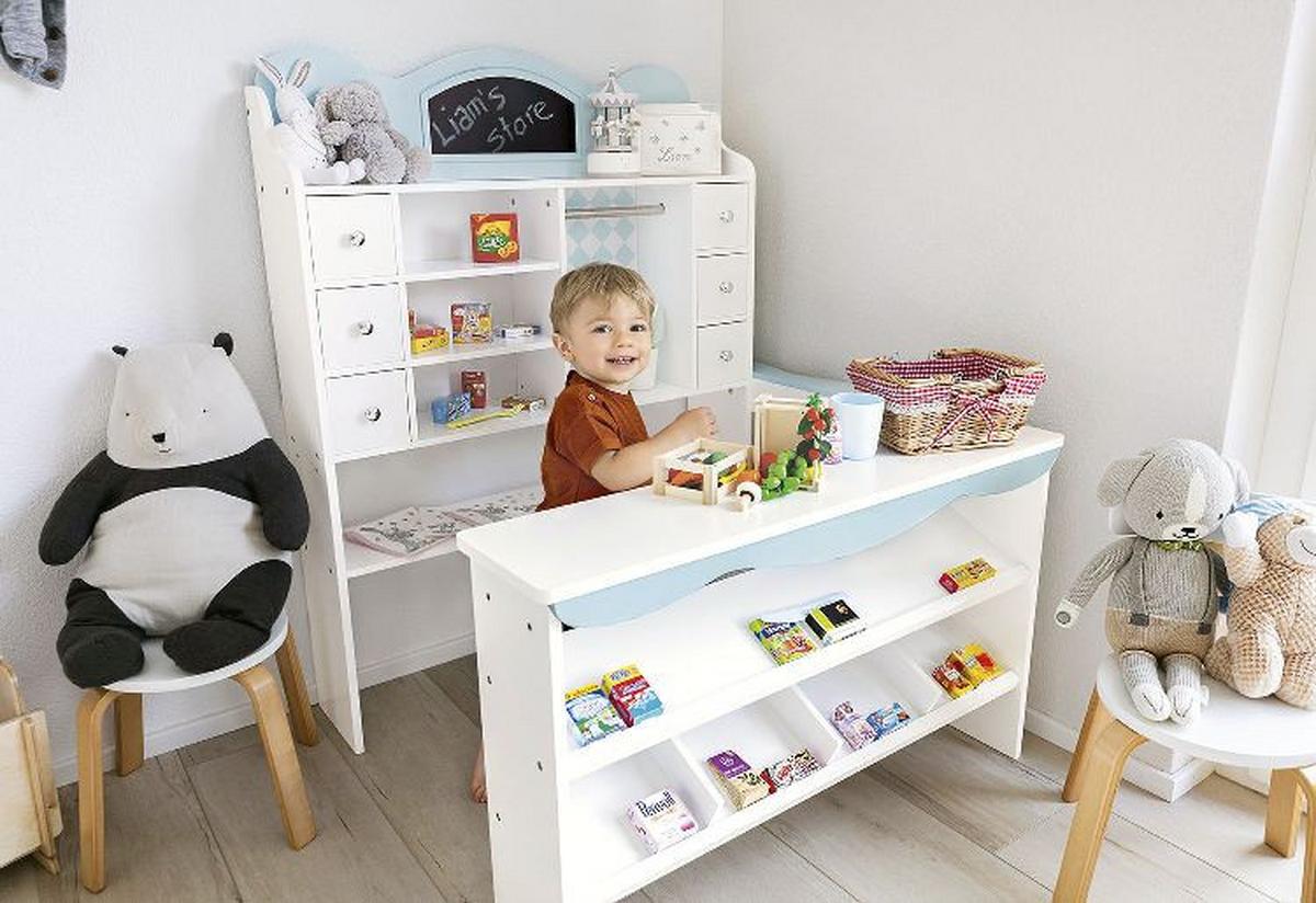 Kaufladen Alma - Weiß/Hellblau, Basics, Holzwerkstoff (100/119/92cm) - Pinolino